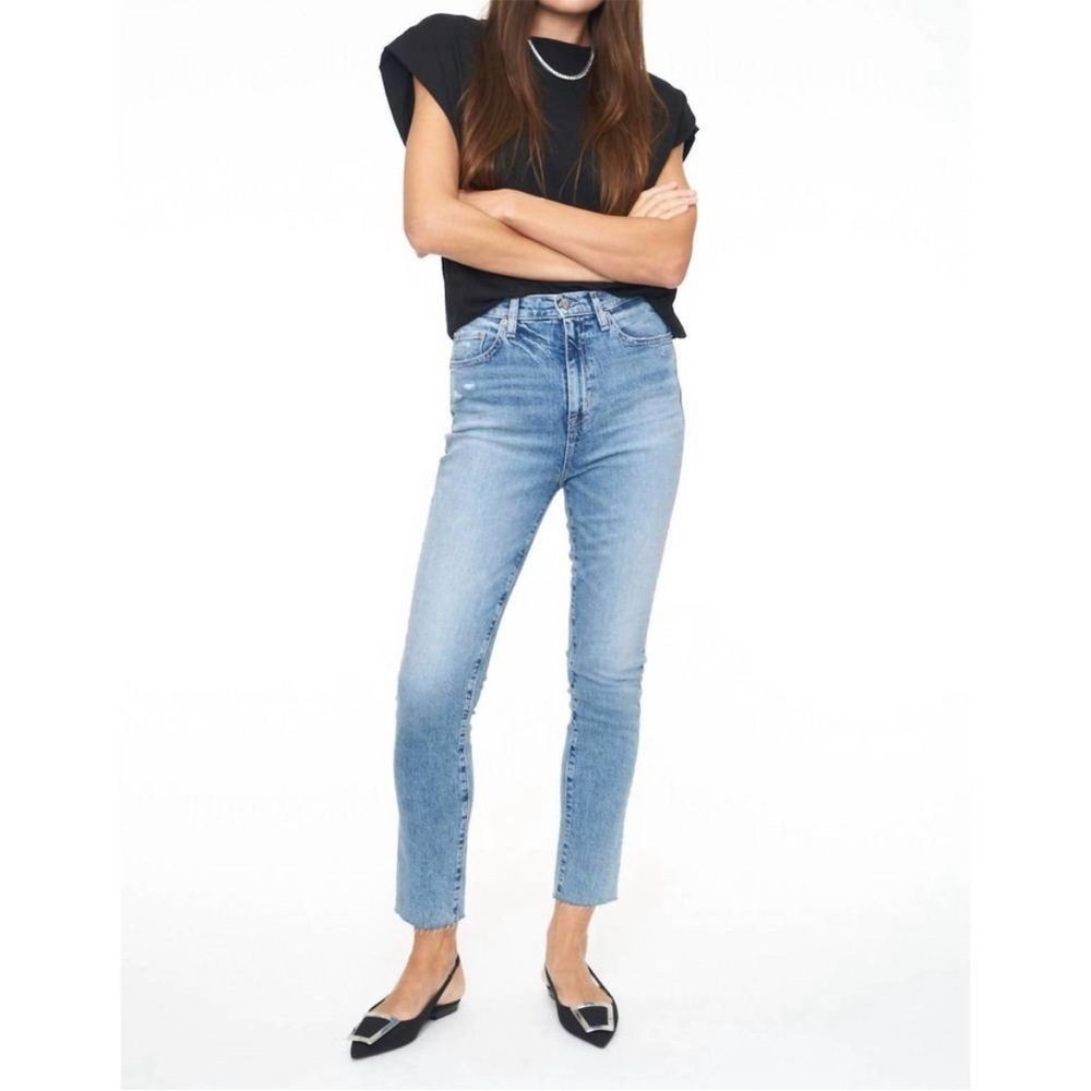 Pistola Kate Jeans Central Park NWT Slim Straight Leg Medium Wash Blue Denim